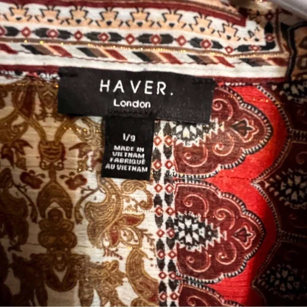 Haver London Sheer Tiered Women’s Blouse size oversized large Front Tie - Picture 3 of 6